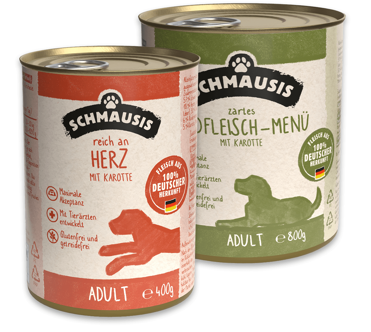 Schmausis Hundefutter Reich an Herz, Rindfleisch Menü