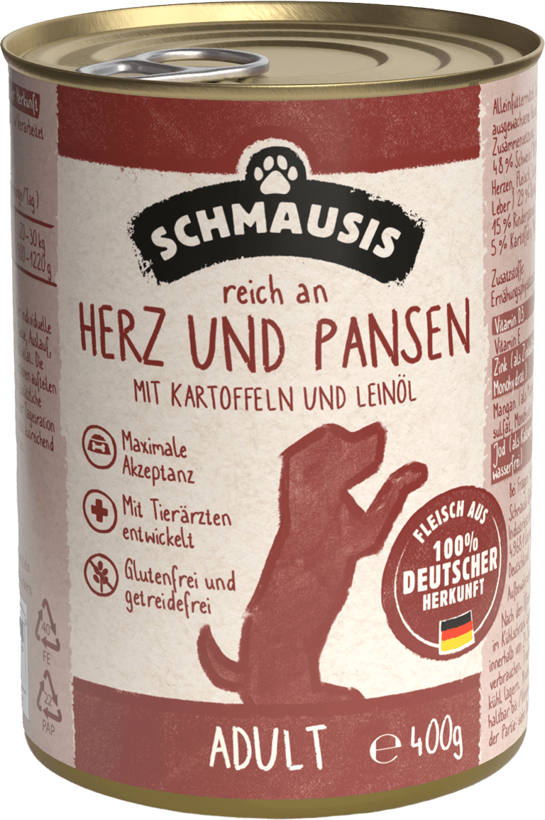 Schmausis Hundefutter Herz und Pansen